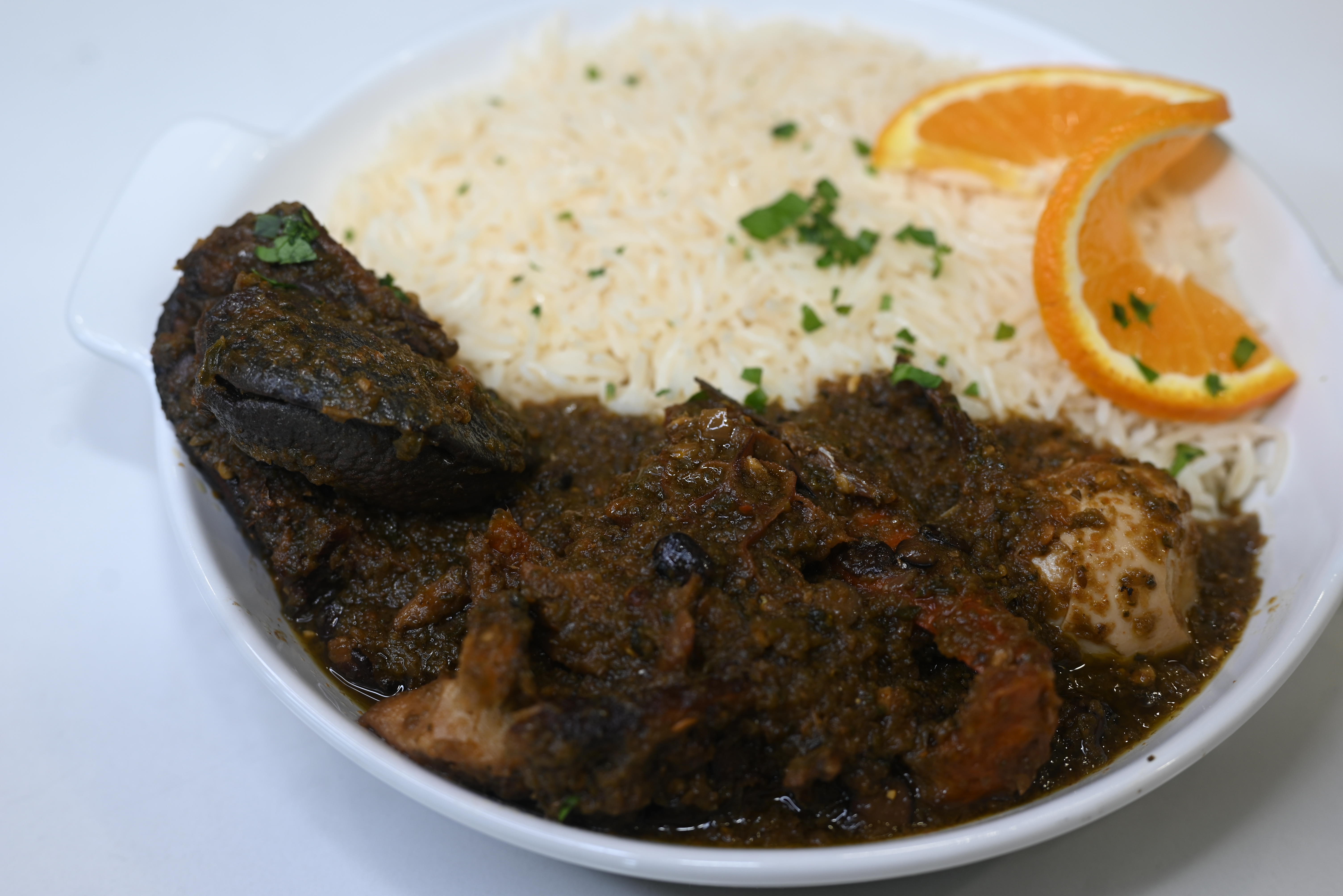 White Rice and (designer stew) Meal Bowl